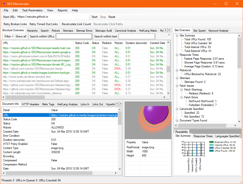 SEO Macroscope main application window